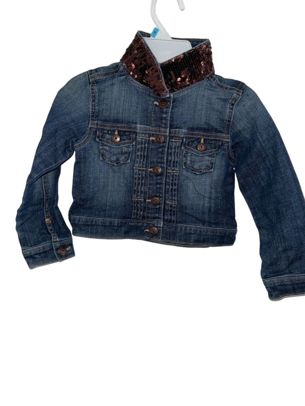 Childs Denim Jacket With Sequined Collar
